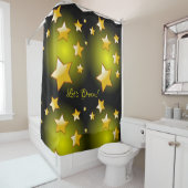 Rideau de douche Etoiles jaunes Noir (En situation)