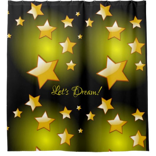 Rideau de douche Etoiles jaunes Noir (Devant)