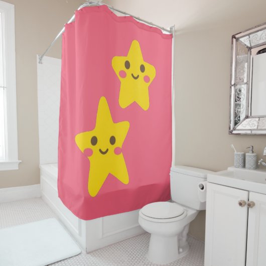 Rideau de douche Étoiles souriantes (En situation)