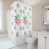 Rideau de douche - Feuilles de roue couleur (En situation)