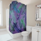 Rideau de douche feuilles tropicales Violet (En situation)
