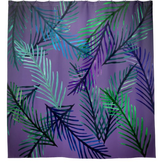 Rideau de douche feuilles tropicales Violet (Devant)