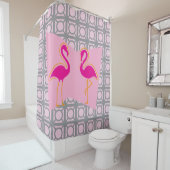 Rideau de douche Flamant Rose Moderne du Milieu du (En situation)