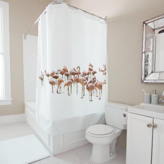 Rideau de douche Flamants roses (En situation)