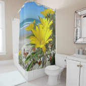 Rideau de douche, Fleur Jaune, Plage (En situation)