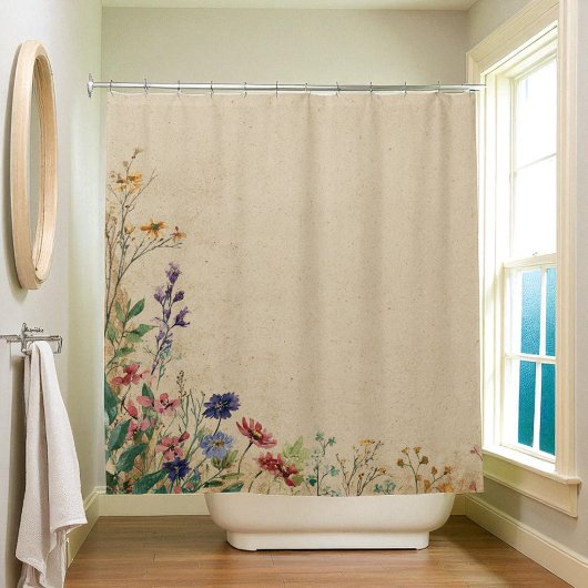 Rideau de douche Fleur sauvage Bohème Rustique Bor