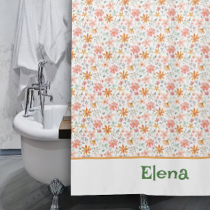 Rideau de douche fleur sauvage jaune motif