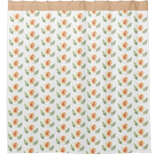 Rideau de douche fleuri beige (Devant)