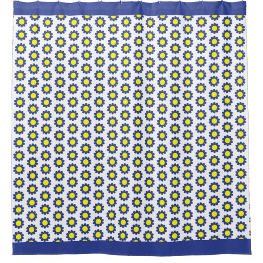 Rideau de douche fleuri jaune et bleu (Devant)