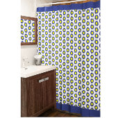 Rideau de douche fleuri jaune et bleu