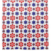 Rideau de douche Fleurs Bleu Violet Rouge Bohème (Devant)
