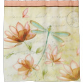 Rideau de douche fleurs et libellule (Devant)
