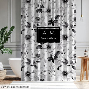 Rideau de douche fleurs noir blanc sophistiqué