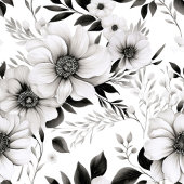 Rideau de douche fleurs noir et blanc esthétique