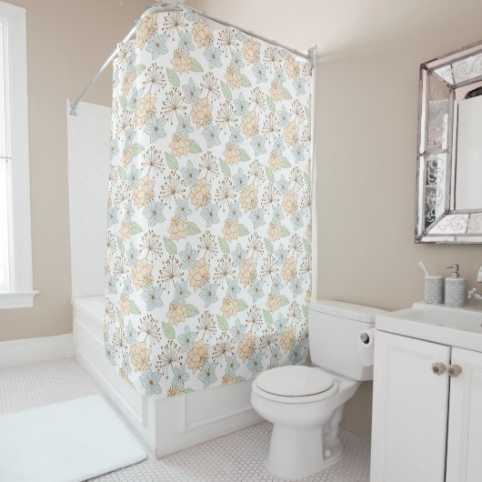 rideau de douche fleurs printanières (En situation)