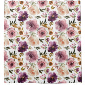 Rideau de douche Fleurs Roses Rose Violet (Devant)
