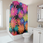 Rideau de douche Fleurs sauvages de néon (En situation)