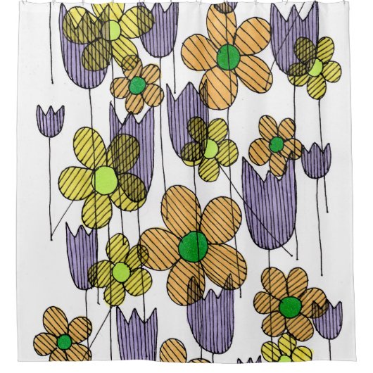 Rideau de douche Fleurs sauvages Zentangle caprici (Devant)