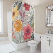 Rideau de douche Fleurs tropicales et agrumes (En situation)