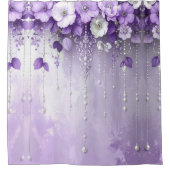 Rideau de douche Fleurs violettes avec perles qui (Devant)