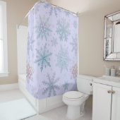 Rideau de douche flocon de neige violet (En situation)