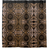 Rideau de douche floral abstrait noir et marron (Devant)