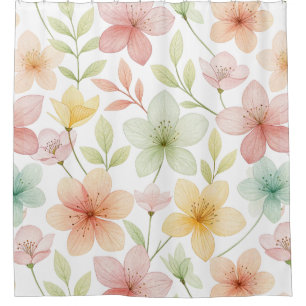 Rideau de douche floral aquarelle pastel – Douce S