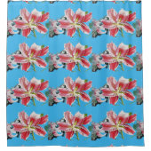 Rideau de douche floral aux fleurs de lys bleu sha (Devant)