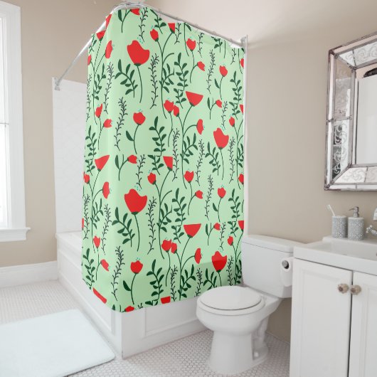 Rideau de douche floral chic rustique Monogram (En situation)