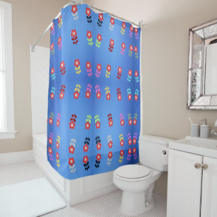 Rideau de douche floral ciel bleu rustique naturel