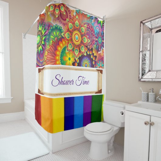 Rideau de douche Floral coloré (En situation)