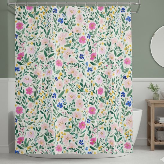 Rideau de douche floral coloré