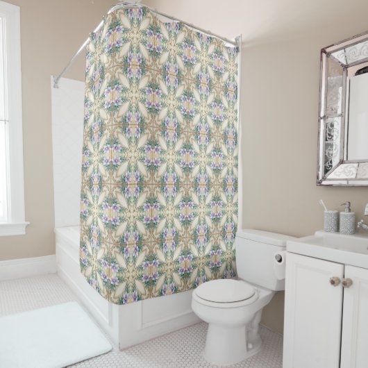Rideau de douche floral décoratif (En situation)