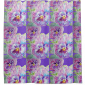 Rideau de douche floral Fleurs de Pensée Violette (Devant)