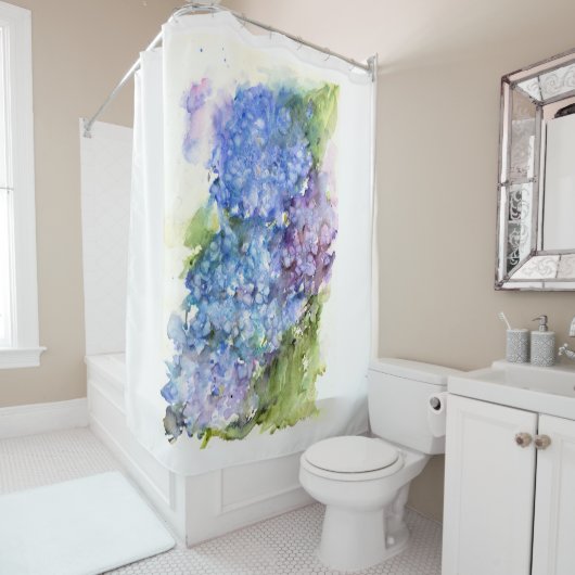 Rideau de douche Floral Hydrangea (En situation)