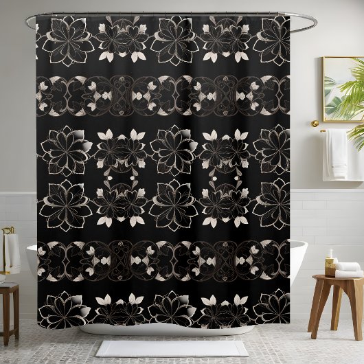 Rideau de douche Floral Noir