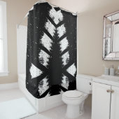 Rideau de douche floral noir et blanc (En situation)