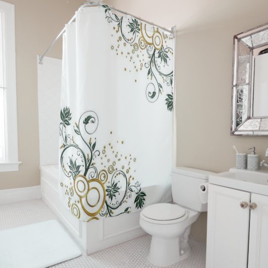 Rideau de douche Floral Or (En situation)