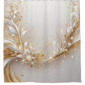 Rideau de douche Floral Or Blanc (Devant)