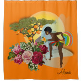 Rideau de douche Floral Orange Africaine femme (Devant)