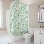 Rideau de douche floral vert (En situation)