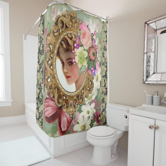 Rideau de douche Floral victorien (En situation)