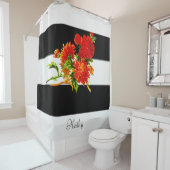 Rideau de douche Flore Bande noire (En situation)