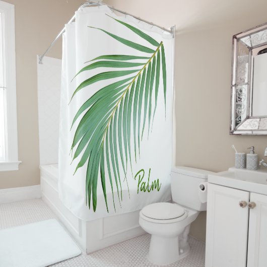 Rideau de douche frontale en feuille de palmier (En situation)