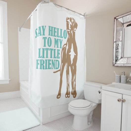 Rideau de douche Funny Little Great Dane (En situation)