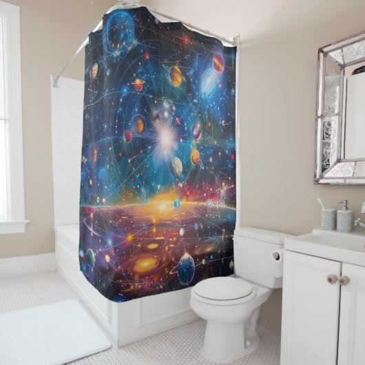 Rideau de douche Galaxie Cosmique (En situation)