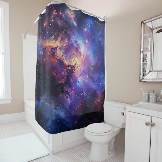 Rideau de douche Galaxie Cosmique (En situation)