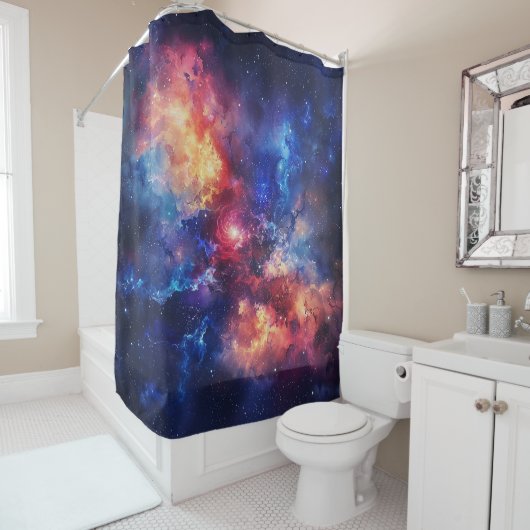 Rideau de douche Galaxie Cosmique (En situation)