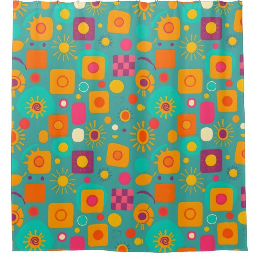 Rideau de douche géométrique rétro - Funky & Fun (Devant)