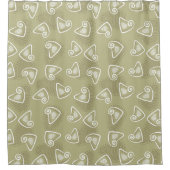 Rideau de douche géométrique vert olive (Devant)